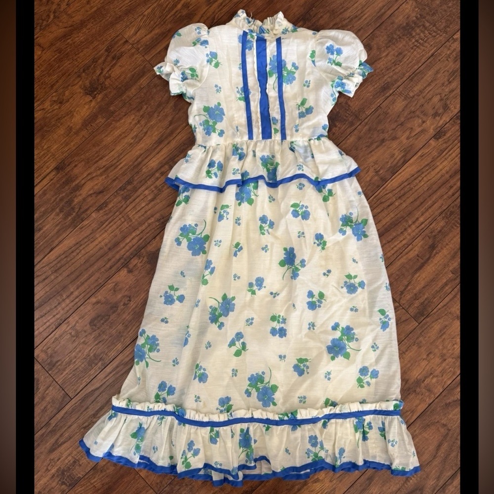 Vintage 1970s En Rikke Modell Girls Floral Cottagecore Prairie Dress | 5T